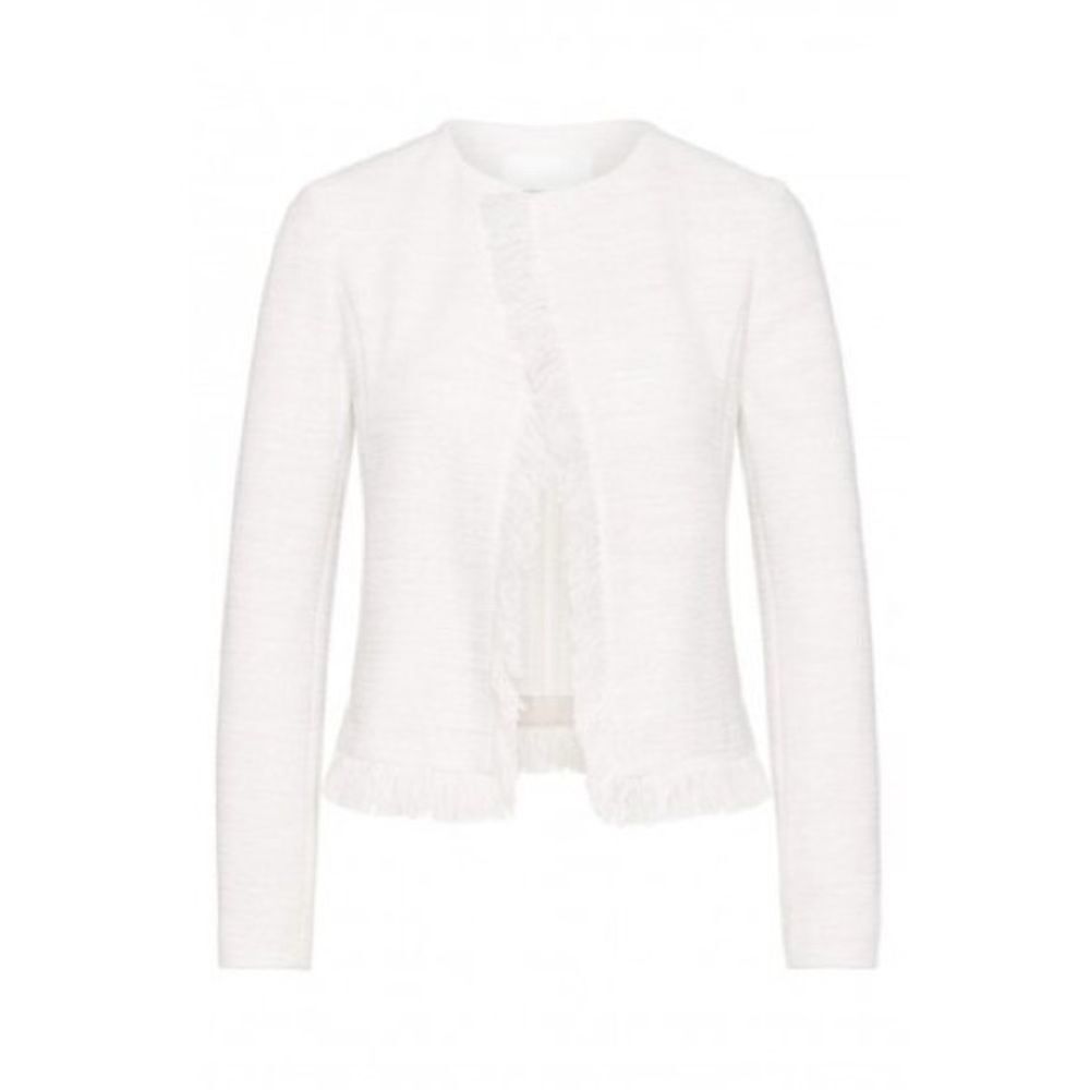 Hugo Boss Komina Tweed Fringe Collarless Jacket